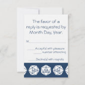 Tabletop Chic auf Navy RSVP Card Karte (Rückseite)