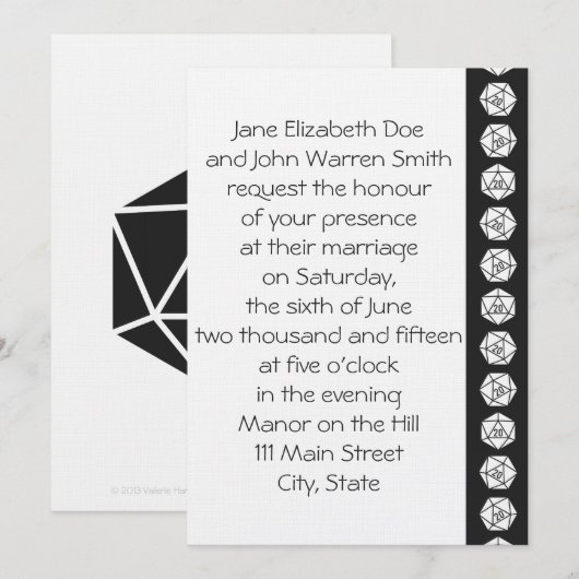 Tabletop Chic in Black Wedding Einladung (Vorne/Hinten)