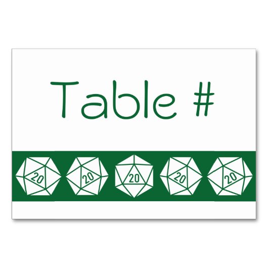 Tabletop Chic in der grünen Tischkarte Tischnummer (Vorderseite)