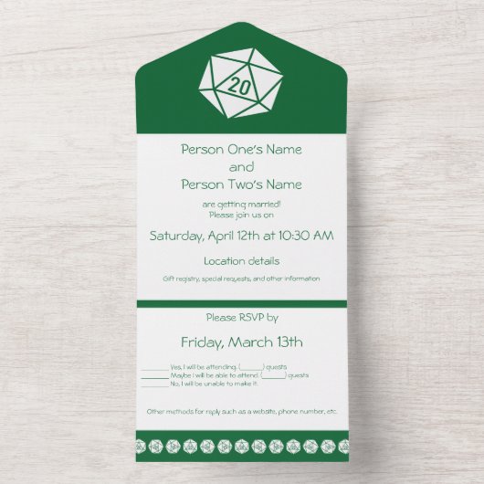 Tabletop Chic in grün All In One Einladung (Innen Boden)