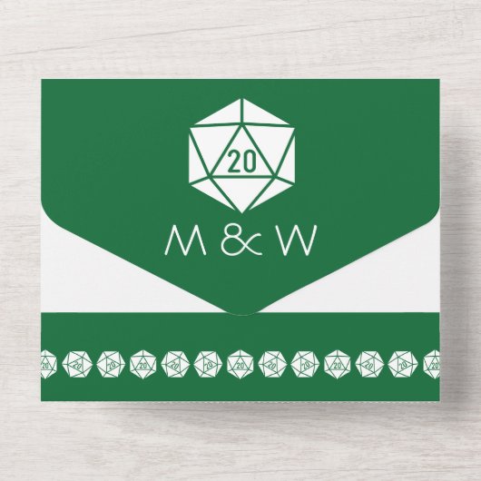 Tabletop Chic in grün All In One Einladung (Rückseite)