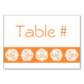 Tabletop Chic in orangefarbener Tischkarte Tischnummer (Rückseite)