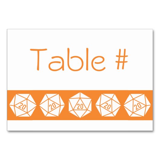 Tabletop Chic in orangefarbener Tischkarte Tischnummer (Vorderseite)