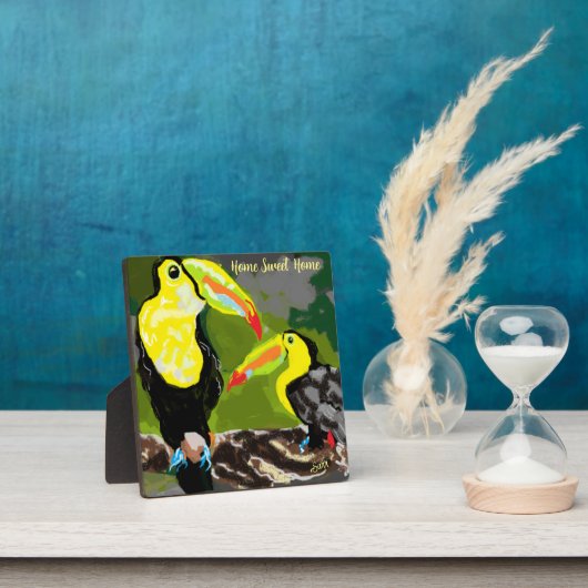 Tabletop Easel mit Leinwand ; Tropicle Birds Fotoplatte (InSitu)