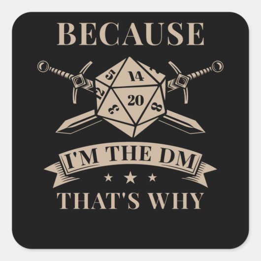 Tabletop Game Master Roleplay Quadratischer Aufkleber (Vorderseite)
