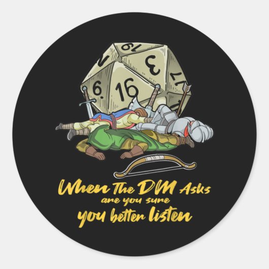 Tabletop Gaming beim Frag des DM Runder Aufkleber (Vorderseite)