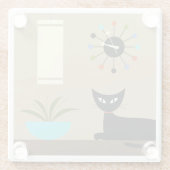 Tabletop-Katze aus dem Mittelalter mit Kugelschrei Glasuntersetzer (Rückseite)