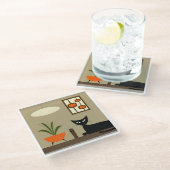 Tabletop-Katze aus dem Mittelalter mit Mod Pods Glasuntersetzer (Schrägansicht)