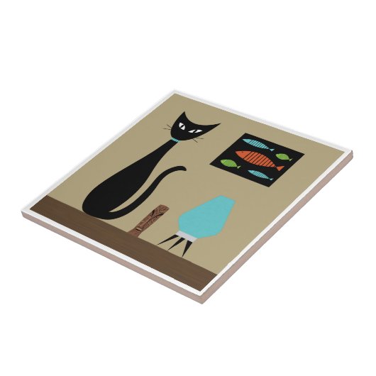 Tabletop-Katze Mitte des Jahrhunderts mit Retrofis Fliese (Seite)