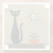 Tabletop-Katze Mitte Jahrhundert mit Sternexplosio Glasuntersetzer (Rückseite)