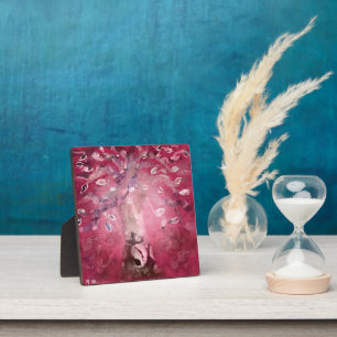 Tabletop Plaque Abstrakter weißer Baum Pink weiß Fotoplatte