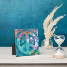 Tabletop Plaque Beach Peace Sign Nautic