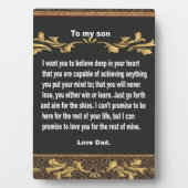 Tabletop Plaque, Geschenk für meinen Sohn, Zitate  Fotoplatte (Vorderseite)