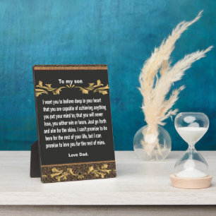 Tabletop Plaque, Geschenk für meinen Sohn, Zitate  Fotoplatte