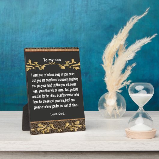 Tabletop Plaque, Geschenk für meinen Sohn, Zitate  Fotoplatte (Seite)