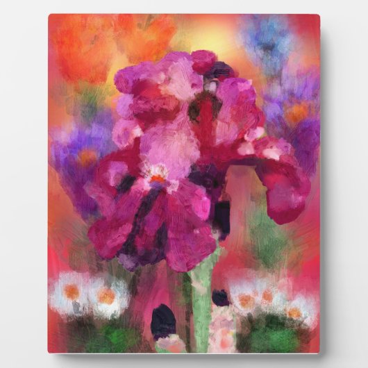 Tabletop Plaque Impressionistisches Iris Art Fotoplatte (Vorderseite)