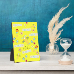 Tabletop Plaque mit Easel Baby Yellow Airplane Fotoplatte