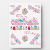 Tabletop Plaque mit Easel Celebrate Pink Fotoplatte (Vorderseite)