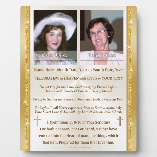 Tabletop Plaque mit Easel Fotoplatte (Vorderseite)