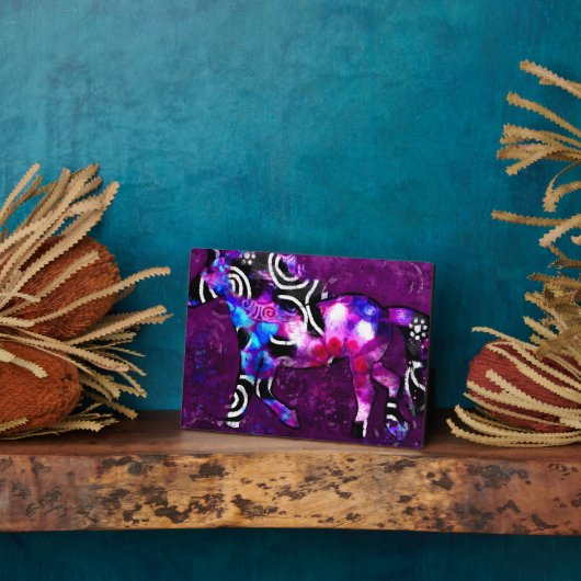 Tabletop Plaque Whimsical Abstrakt Horse Art Blue Fotoplatte (Seite)