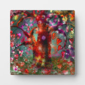 Tabletop Plaque Whimsical Abstrakt Tree Red Aquama Fotoplatte (Vorderseite)