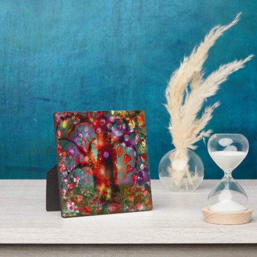 Tabletop Plaque Whimsical Abstrakt Tree Red Aquama Fotoplatte (InSitu)