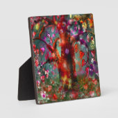 Tabletop Plaque Whimsical Abstrakt Tree Red Aquama Fotoplatte (Vorderseite)
