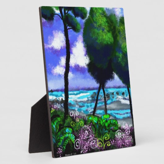 Tabletop Plaque Whimsical Beach Landschaft Art Fotoplatte (Seite)