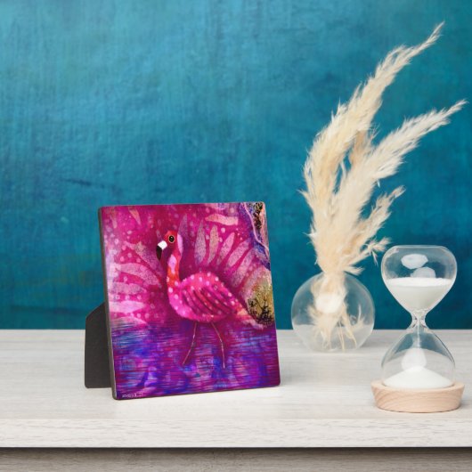 Tabletop Plaque Whimsical Flamingo Art Print Fotoplatte (InSitu)