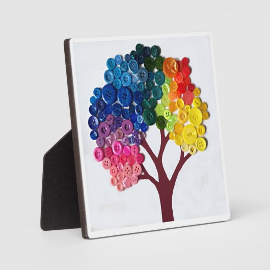 Tabletop Plaque with Easel Button Tree Fotoplatte (Vorderseite)