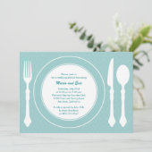 Tabletop Polterabend Einladung Türkis (Stehend Vorderseite)
