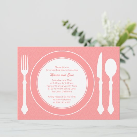 Tabletop Polterabend zur Einladung Lachs (Stehend Vorderseite)