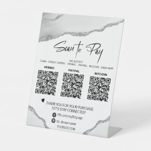 *~* Tabletop QR 3 ZAHLUNGSTABELLE ZEITSILBERAGATE Sockelschild