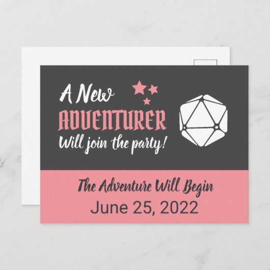 Tabletop RPG Rosa Schwangerschaft Ankündigung (Vorne/Hinten)