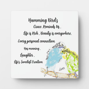 Tabletop W/Leinwand: Die Humming Bird Plaque Fotoplatte