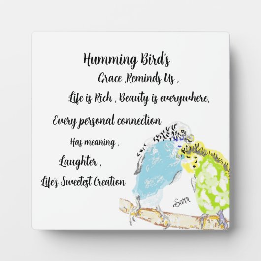 Tabletop W/Leinwand: Die Humming Bird Plaque Fotoplatte (Vorderseite)