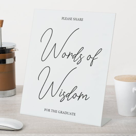 Tabletop-Zeichen für Abschluss mit schwarzem und w Sockelschild (In Situ)