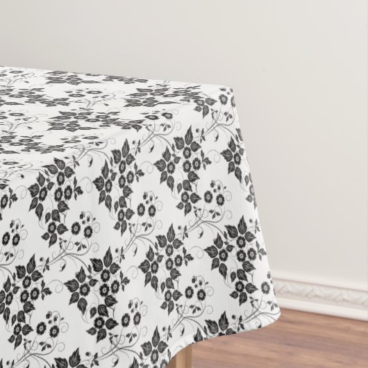 Tablette "60x84" Schwarz-Weiß-Blüte Tischdecke (Beispiel)