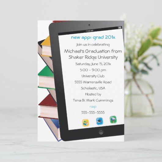 Tablette-Absolvent-Abschluss-Einladung Einladung (Stehend Vorderseite)