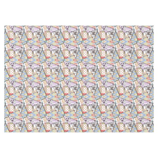 Tablette Abstraktes Patchwork Stepprücken Retro Tischdecke (Vorderseite (Horizontal))