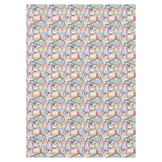Tablette Abstraktes Patchwork Stepprücken Retro Tischdecke (Vorderseite)