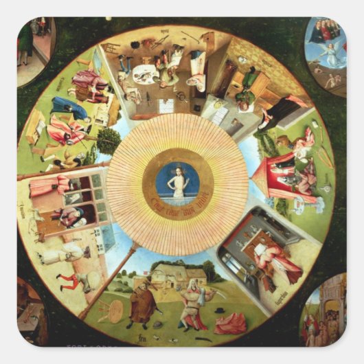 Tablette der sieben Toten Sünden Quadratischer Aufkleber (Vorderseite)