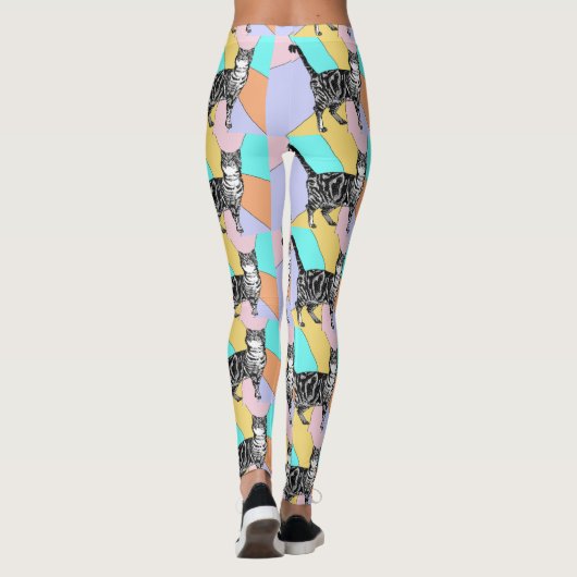 Tablette Katze Cool Tierpastel Harelquin Leggings (Rückseite)