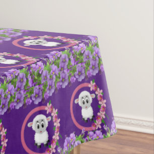 Tablette Lila weißes Schaf Tischdecke