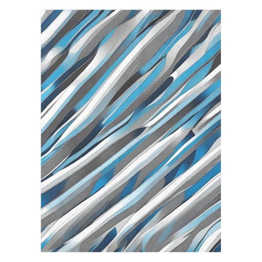 Tablette mit grauem, weißem und blauem Muster Tischdecke (Vorderseite)