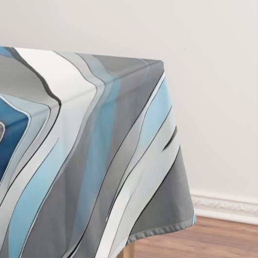 Tablette mit grauem, weißem und blauem Muster Tischdecke (Beispiel)