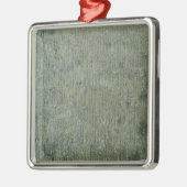 Tablette mit keilförmigem Skript Silbernes Ornament (Links)