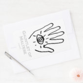 Tablette mit maltesischem Aufkleber. Rechteckiger Aufkleber (Umschlag)