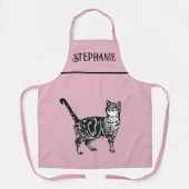 Tablette Pastelltiere Katzen Frauen leicht rosa Schürze (Vorderseite)