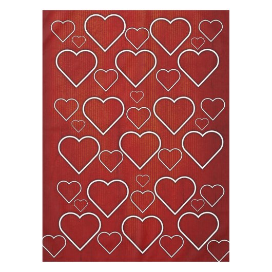 Tablette Rotes und Weißes Herz Tischdecke (Vorderseite)